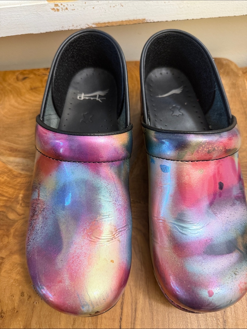 Dansko Iridescent Pink-Blue Multicolor Clog Mules - Women